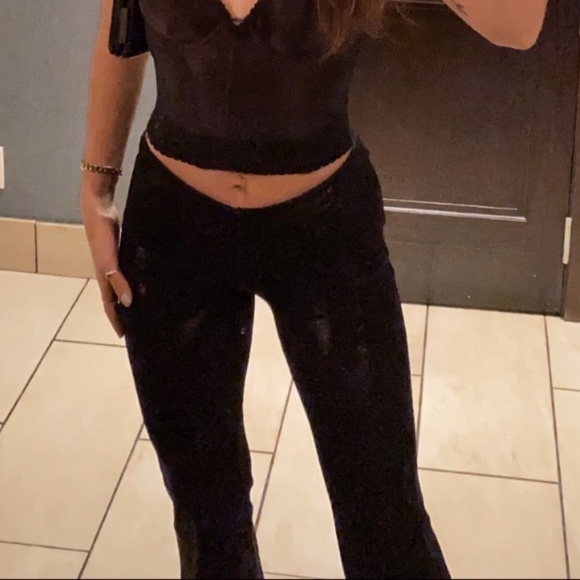 BLACK LOW RISE STRETCHY PANTS - Picture 9 of 9